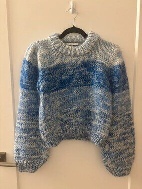GANNI Julliard Mohair Sweater Blue & White S